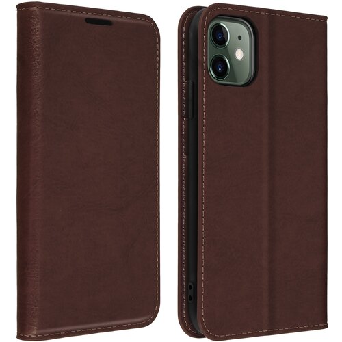 AVIZAR Etui, držalo za kartice in stojalo za video iz pravega usnja - temno rjava str. Apple iPhone 11, (20599855) Cene