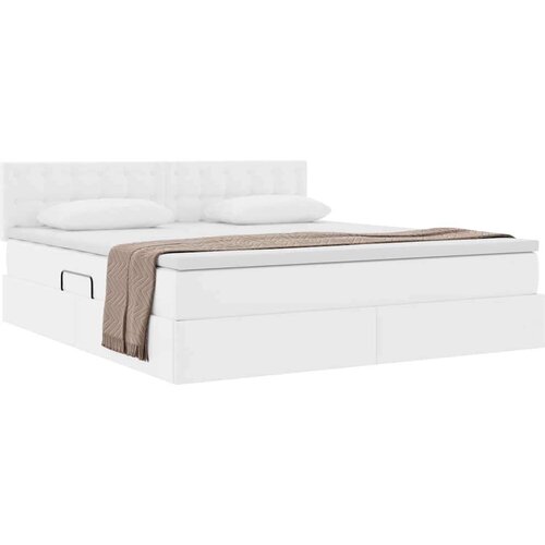  Krevet s od storage Čista bijela 180 x 200 cm Lažna koža Slike