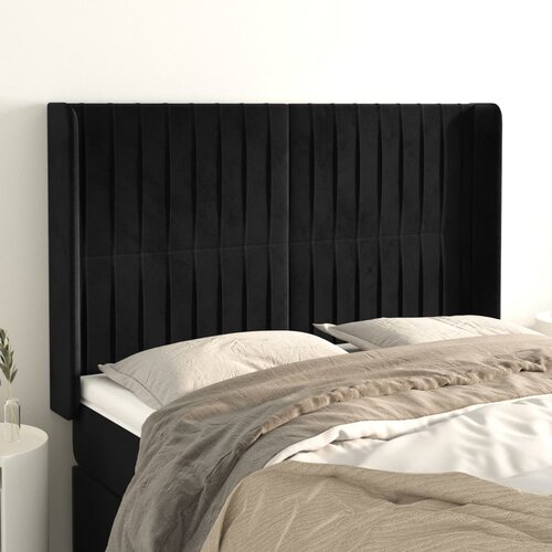  Uzglavlje s u&scaron;ima crno 147x16x118/128 cm bar&scaron;unasto Cijene