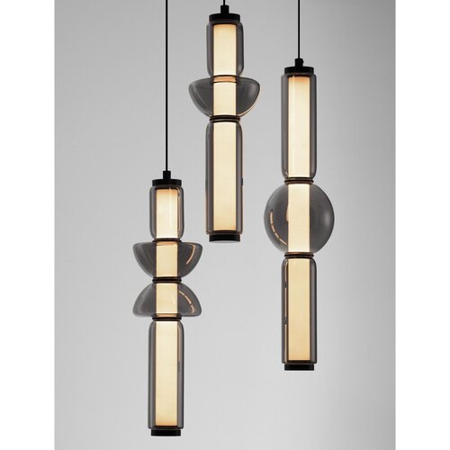 Nova Luce Siva steklena LED zatemnitvena viseča svetilka &amp;oslash; 38 cm Ulon &amp;ndash; Slike