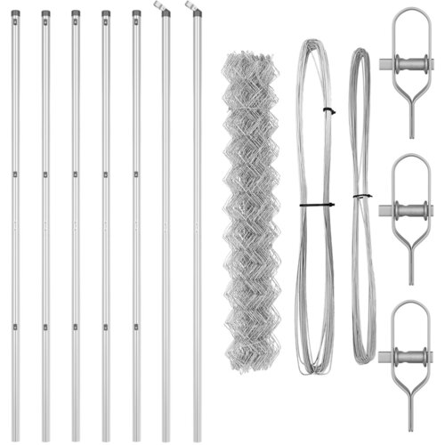 VidaXL Verižna ograja z 7 stebri 1,2x10 m Galvanizirano jeklo Slike