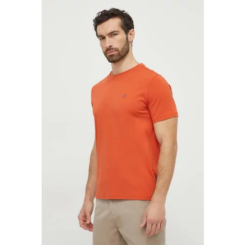 Napapijri Pamučna majica za muškarce, boja: narančasta, bez uzorka