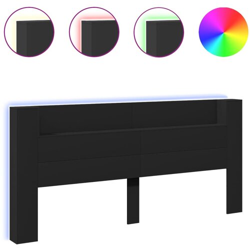 Maison Chic posteljno vzglavje - vzglavna omarica - nočna omarica led črna 220x16,5x103,5 cm, (21704030) Slike
