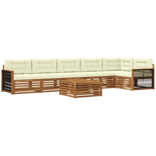 vidaXL Zunanja garnitura za sedenje z blazino 7 pcs Naravna in smetana, (5000281108) Cene