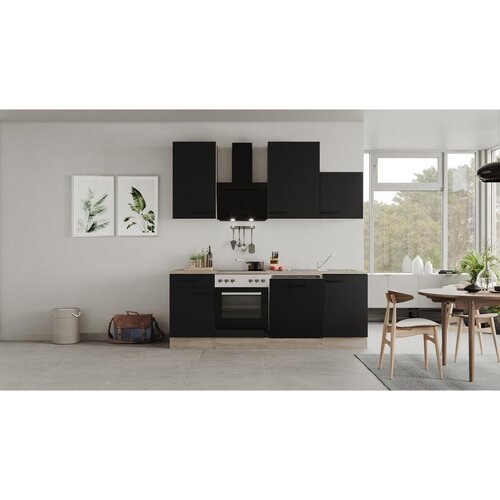 Flex-Well Kuhinjski Blok Capri, Črna, Hrast Slike