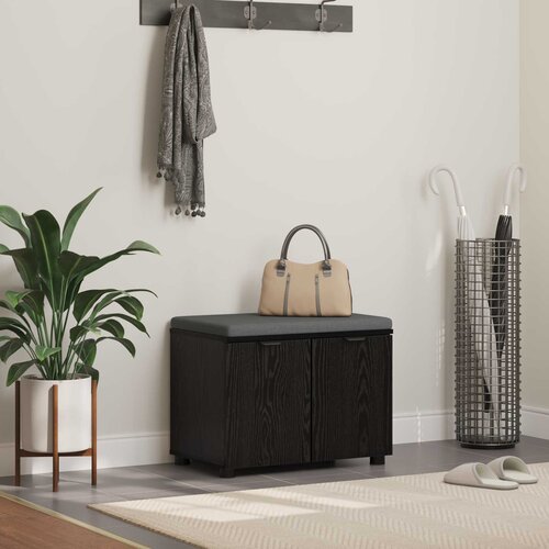  Klupa za hodnik s jastukom s policom Crni Hrast 60 x 38 x 46 cm Cene