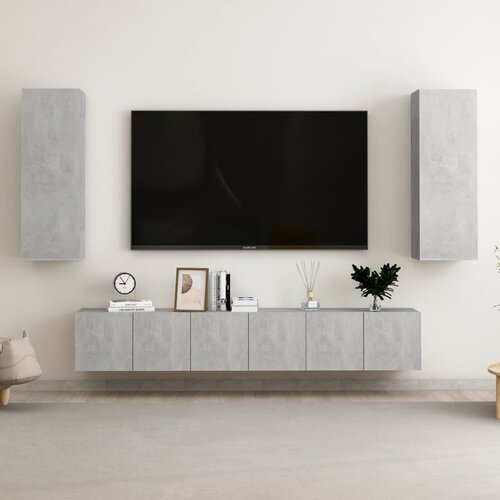 The Living Store Komplet TV omaric 5-delni betonsko siva iverna plošča - TV Omarica, (21624803) Cene