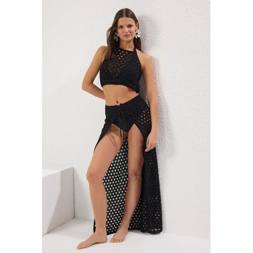 TRENDYOLMILLA Ženski komplet bluza i suknja Tbess25Au00059, Crni Cene