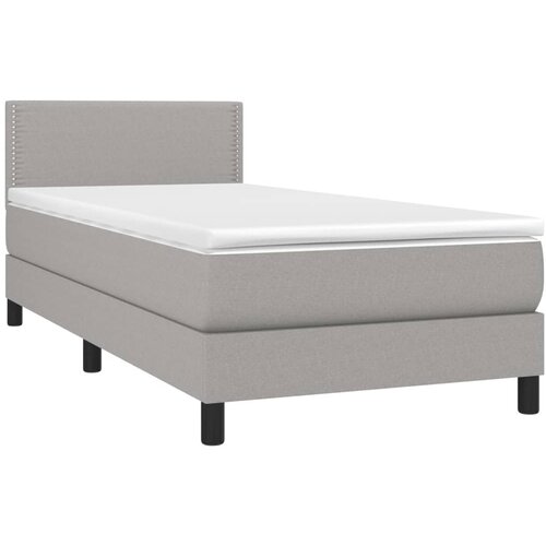  Okvir kreveta s oprugama i madrac svjetlosivi 90x200cm tkanina Slike