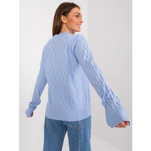 Fashion Hunters Light blue classic sweater with cotton