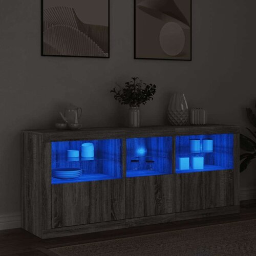  Komoda s LED svjetlima boja sivog hrasta 162 x 37 x 67 cm Slike