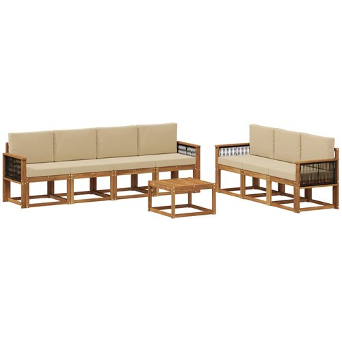 vidaXL Zunanja garnitura za sedenje z blazino 7 pcs Naravna, (5000281027) Cene