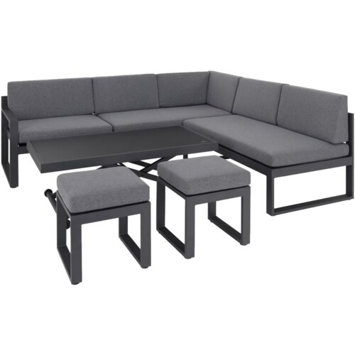 Molarem Home garnitura vrtne garniture - Kutna garnitura + 2 taburea + stol sivi + sivi jastuk Slike