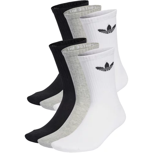 Adidas Trefoil Cushion Crew Sock 6-Pack Black/ White/ Medium Grey Heather