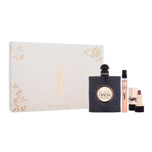 Yves Saint Laurent Black Opium set: EDP 90 ml + EDP 10 ml + Ruž za usne Rouge Pur Couture 1,3 g NM Nu Muse za žene Slike