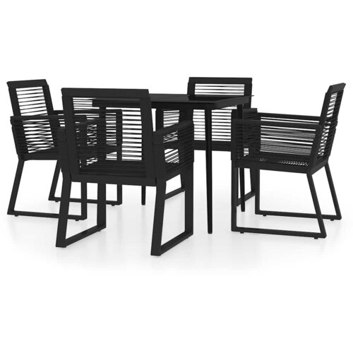  5-dijelni vrtni blagovaonski set crni Crna Dužina stola 80 cm Slike