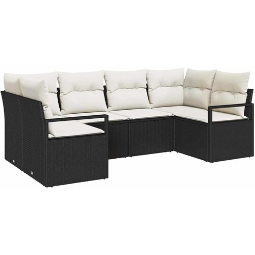 vidaXL Vrtna sedežna garnitura z blazino 6 pcs Črna in krem, (5000021271) Cene