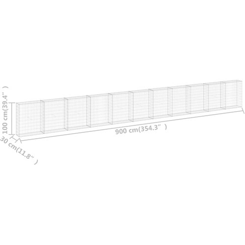  Gabionski zid s poklopcima od pocinčanog čelika 900x30x100 cm Slike