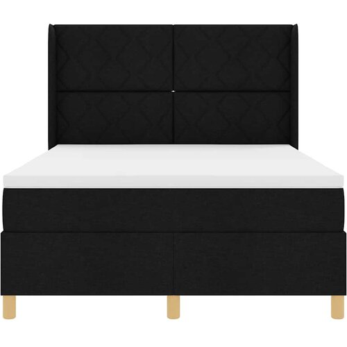 Krevet s opruga kutije s LED trakama Crna 140 x 190 cm tkanina Slike