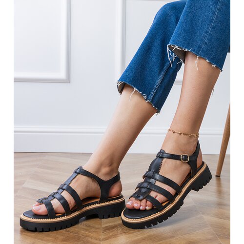 D/CEO Black gladiator sandals with buckle Dunara Cene