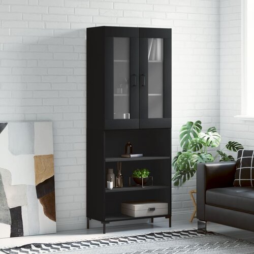 vidaXL Visoka komoda črna 69,5x34x180 cm inženirski les Cene