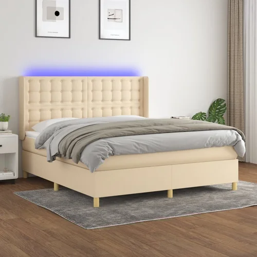  The Living Store Box spring postelja z vzmetnico LED krem 180x200 cm blago - Box Spring Postelja, (21499415)