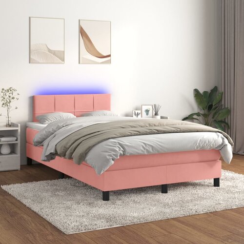  box spring s madracem LED ružičasti 120x200cm baršunasti Cene