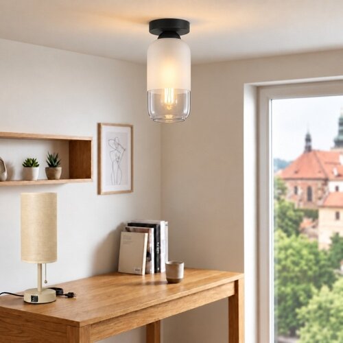 Brilagi LED Stropna svetiljka RETRO GLASS 1xE27/60W/230V pr. 14 cm crna/bela Slike