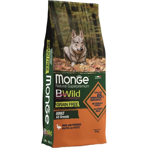 Monge bwild grain free adult dog duck - hrana za odrasle pse sa pačetinom (2,5kg i 12kg) 12kg Slike