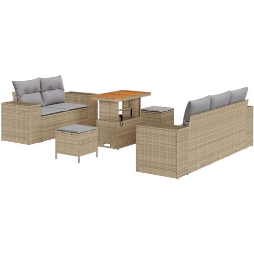  Set vrtnih sofa s jastučićima bež poli ratan akacija  set vrtnih blagovaonica s jastučićima bež poli ratan akacija Cijene