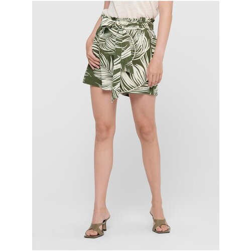 Only Khaki Patterned Shorts Rora - Women Cene