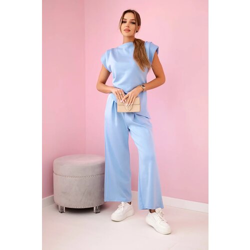 Kesi Włoski Set asymmetrical blouse + pants blue Cijene