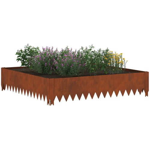  Ograda oko Travnjaka 4 pcs 100 x 100 x 20 cm Čelik Rđa Slike