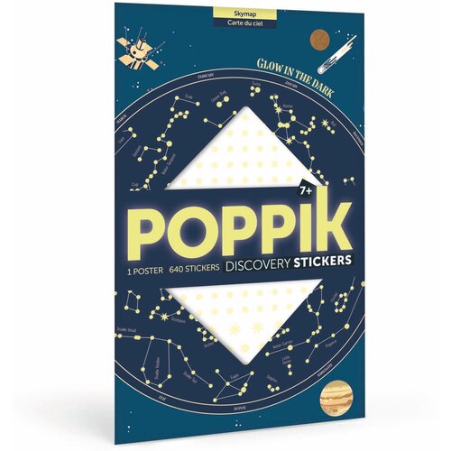 Poppik Edukativni poster s nalepnicama XXL Otkrića: Karta neba (svetli se u mraku) 6+ Slike