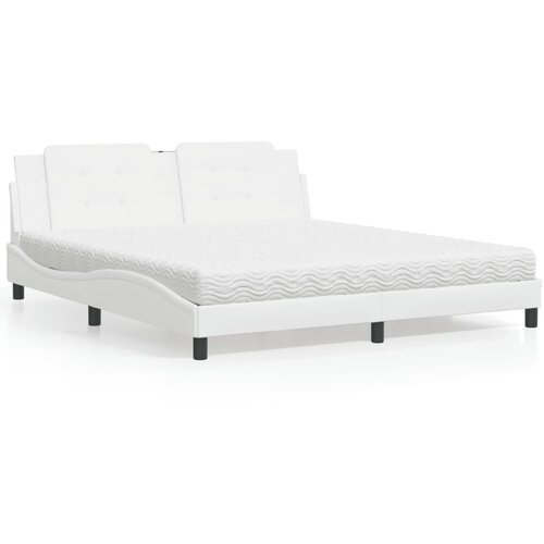  The Living Store Postelja z vzmetnico bela 180x200 cm umetno usnje - Postelja, (21439903) Slike