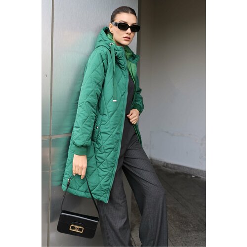 Bigdart 5138 Quilted Long Puffer Jacket - Emerald Green Slike