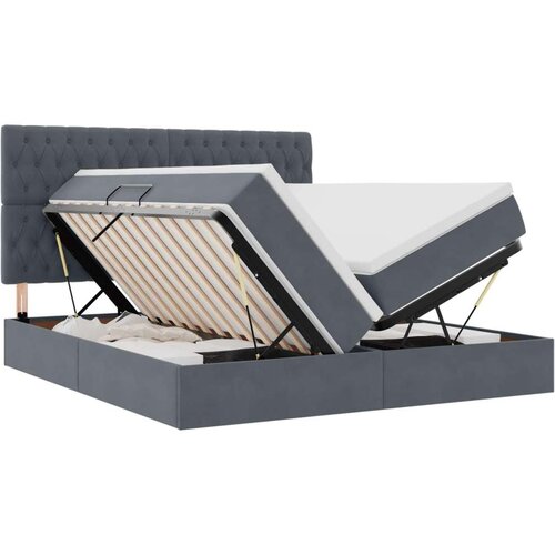  Krevet s od storage s madracem Tamno siva 200 x 200 cm Bar&amp;scaron;un - Tamno siva 200 x 200 cm Dizajn s jastučićima Slike