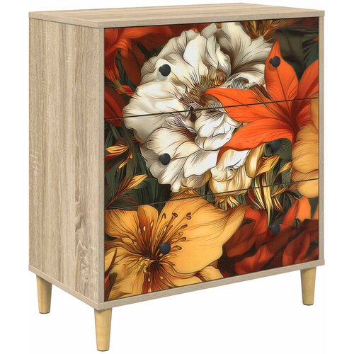  Komoda GENNEP Print ljiljana 66 x 36,5 x 75 cm Sonoma Slike