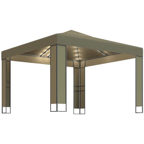 vidaXL Paviljon z dvojno streho in LED lučkami 3x3x2,7 m taupe, (20966106) Cene