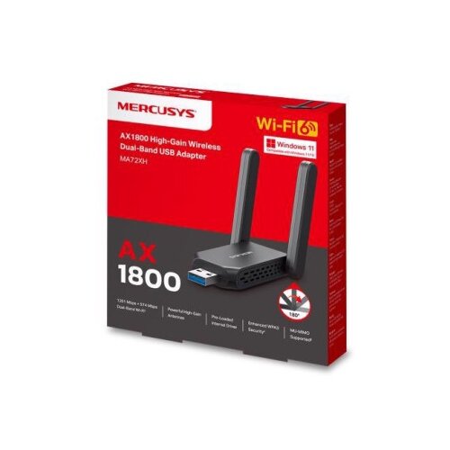Mercusys MA72X V1.0, AX1800 High-Gain Wireless Dual-Band USB Adapter ( 6341 ) Cene