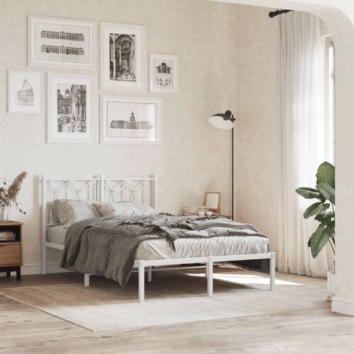  Metalni okvir za krevet s uzglavljem bijeli 120 x 190 cm Cijene