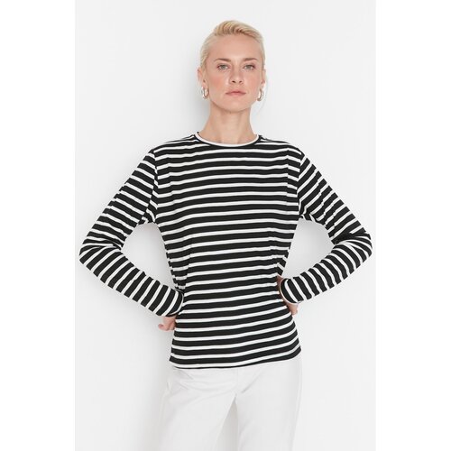Trendyol Black Striped Knitted T-Shirt Slike
