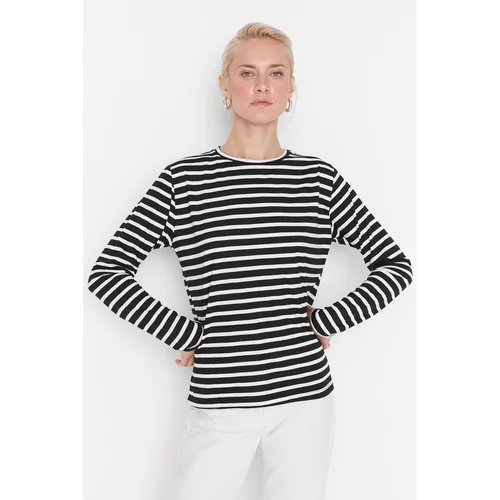 Trendyol Black Striped Knitted T-Shirt