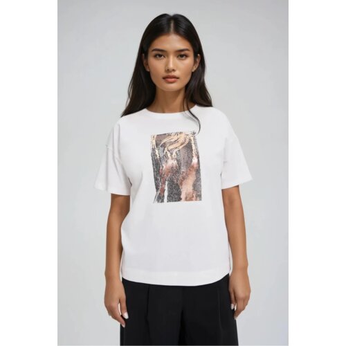 Marisse Cotton Blouse With Print, White Slike