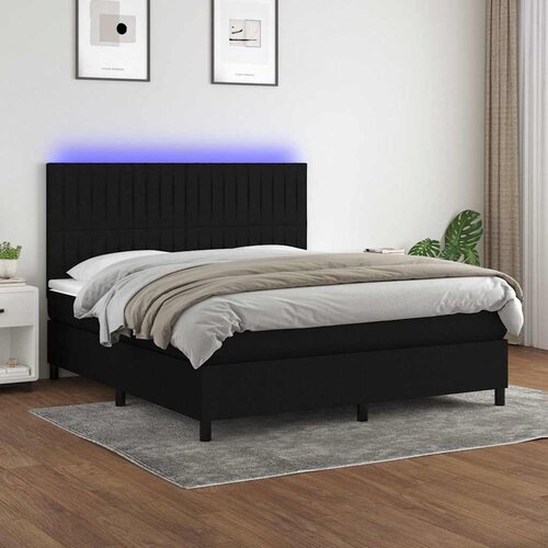 Krevet box spring s madracem LED crni 180x200 cm od tkanine Cijene