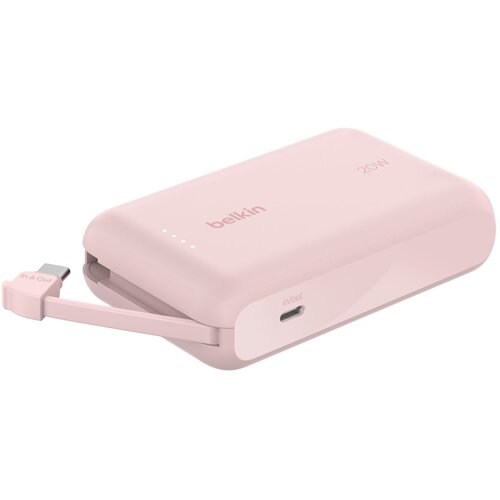 Belkin Rezervna baterija 10000mAh 20W z vgrajenim USB-C kablom, Roza, (5000190933) Slike