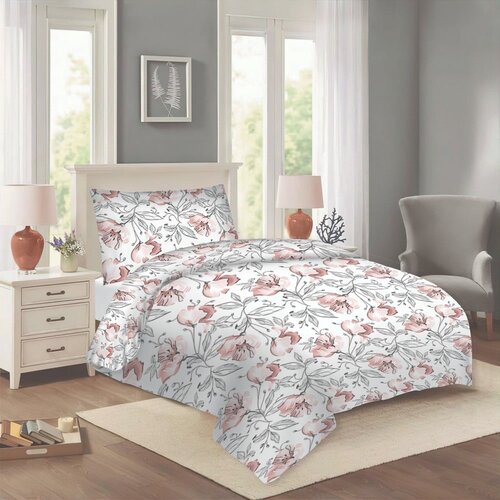 Cotton House Bijela/ružičasta pamučna posteljina za krevet za jednu osobu 140x200 cm Elis &amp;ndash; Slike
