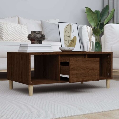  Klubska mizica rjav hrast 90x50x36,5 cm inženirski les, (20712221) Slike