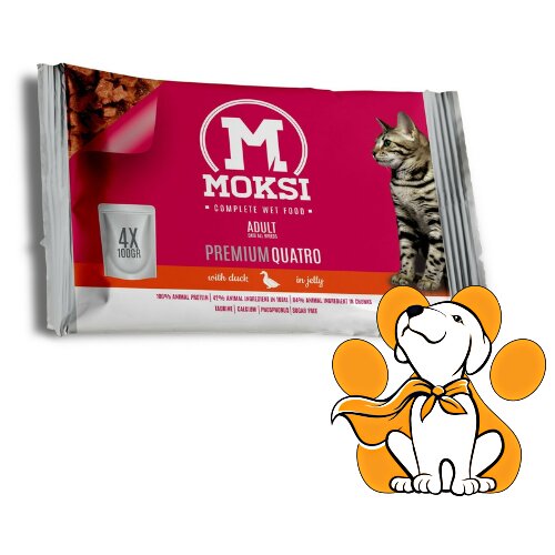 Moksi Premium Quatro Adult Cat All Breeds Duck 4x100g, Pačetina u Želeu Cene