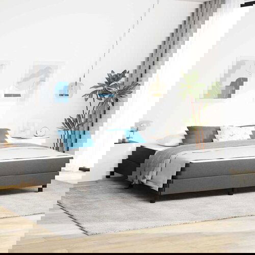 vidaXL Postelja z vzmetnico Drugo Temno siva 180 x 200 cm blago Cene